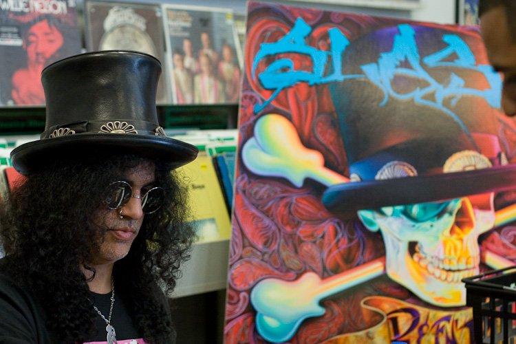 Photo of Slash at Amoeba Music during Record Store Day